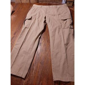 40x30 Sonoma Khaki Tan Cotton Flat Front Cargo Pants with Pockets Belt Loops